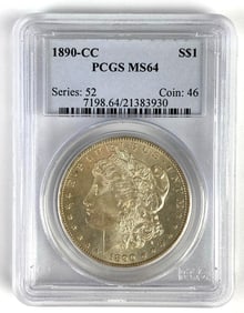 PCGS Graded 1890-CC US $1 Morgan Silver Dollar MS64