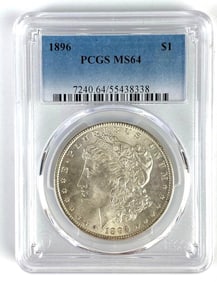 PCGS Graded 1896 US $1 Morgan Silver Dollar MS64