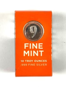 9 Fine Mint 10 oz .999 Fine Silver Ingot/ Bar