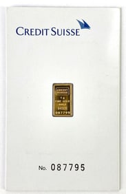 Credit Suisse 1 Gram .999 Fine Gold Ingot/ Bar