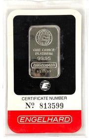 Engelhard 1 oz .9995 Platinum Ingot/ Bar