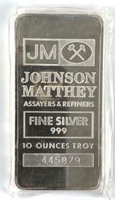 Johnson Matthey 10 oz .999 Fine Silver Ingot/ Bar