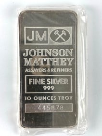 Johnson Matthey 10 oz .999 Fine Silver Ingot/ Bar