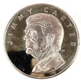 1977 The Franklin Mint Jimmy Carter Inaugural 6.39 oz .999 Fine Silver Medal