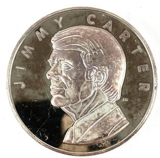 1977 The Franklin Mint Jimmy Carter Inaugural 6.39 oz .999 Fine Silver Medal: 1977 The Franklin Mint Jimmy Carter Inaugural 6.39 oz .999 Fine Silver Medal
