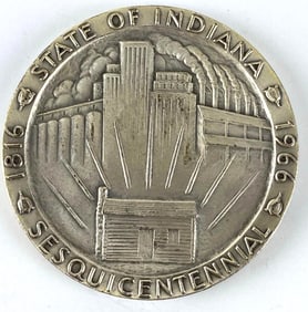 1966 Medallic Art Indiana Sesquicentennial 4.48 oz .999 Silver Medallion