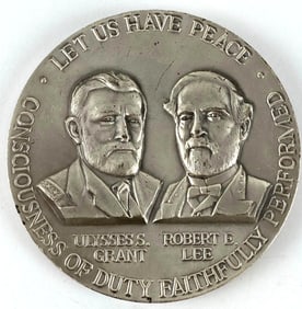1961 Medallic Art Ulysses S. Grant and Robert E. Lee 4.17 oz .999 Silver Medallion