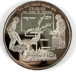 1976 The National Bank Of Logansport Indiana 200 Years of Freedom 1 oz .999 Fine Silver Round