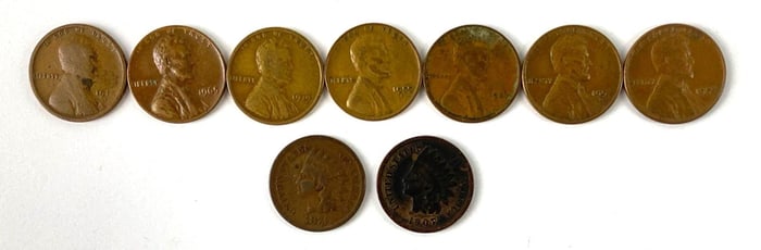 Group of 9 US Mint Cent Coins