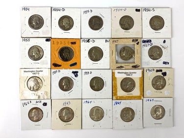 Group of 20 US Mint Washington Silver Quarters
