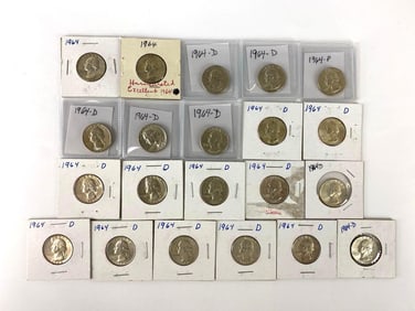 Group of 21 1964 US Mint Washington Silver Quarters