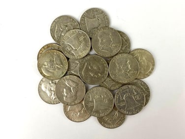 Group of 19 1963 Benjamin Franklin Silver Half Dollars
