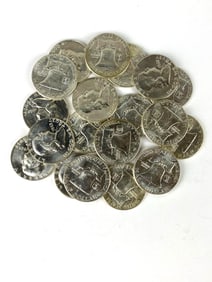 Group of 19 1963 Benjamin Franklin Silver Half Dollars