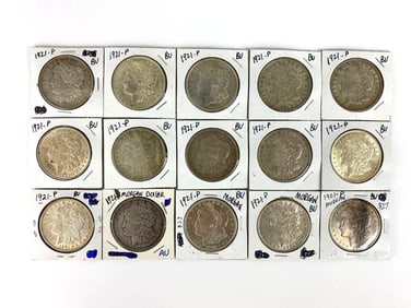 Group of 15 1921 P US Morgan Silver Dollars