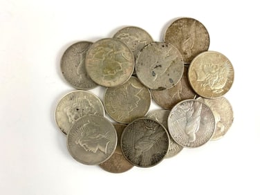 Group of 15 US Peace Silver Dollars