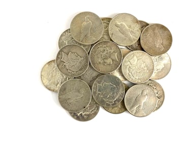 Group of 19 US Peace Silver Dollars