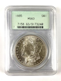1885 PCGS Graded MS 63 US Morgan Silver Dollar