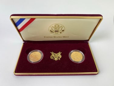 1997 US Mint Franklin Roosevelt $5 1/4 oz Gold Proof 2 Coin Set