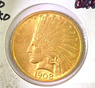 1908 $10 US Indian Gold Head Coin