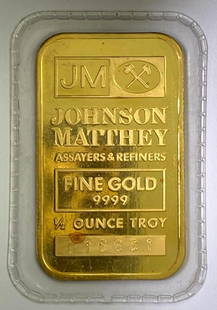 Johnson Matthey 1/2 oz .999 Fine Gold Ingot/ Bar: Johnson Matthey 1/2 oz .999 Fine Gold Ingot/ Bar
