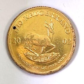 2002 South Africa 1/10 Krugerrand 1/10 oz Gold Coin