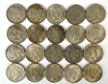 Group of 20 1922-1923 US $1 Peace Silver Dollars