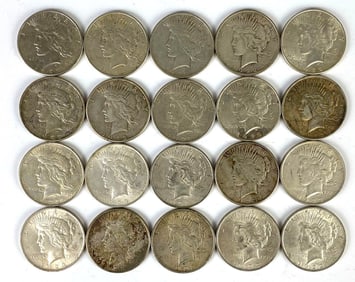 Group of 20 1922-1923 US $1 Peace Silver Dollars