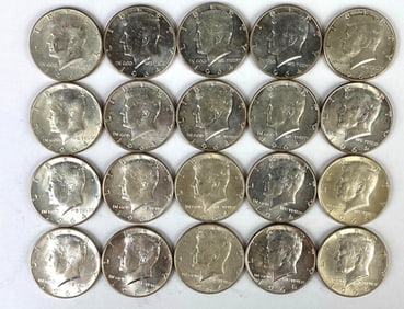 Group of 20 1964 US Kennedy Silver Half-Dollars