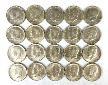 Group of 20 1964 US Kennedy Silver Half-Dollars