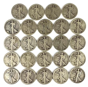 Group of 24 1916-1933 Walking Liberty Silver Half Dollars