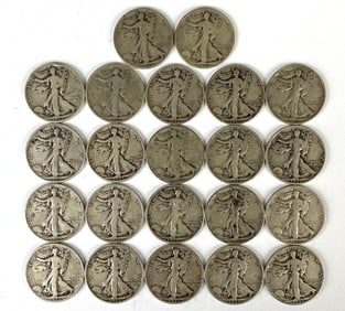 Group of 22 1935 Walking Liberty Silver Half Dollars