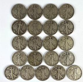 Group of 21 1940 Walking Liberty Silver Half Dollars