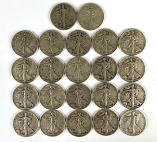 Group of 22 1946 Walking Liberty Silver Half Dollars