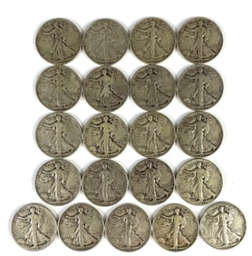Group of 21 1947 Walking Liberty Silver Half Dollars
