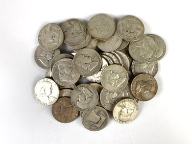 Group of 40 US Franklin Silver Half Dollars