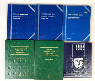 Group of 6 Lincoln and Indian Head Cent Folders