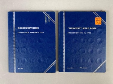 Group of 2 Roosevelt and Mercury Head Dime Whitman Folders