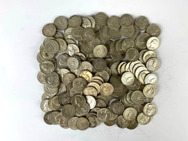Group of 160 US Washington Silver Quarters