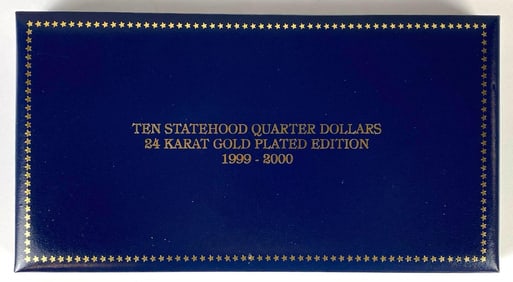 1999-2000 US Mint Ten Statehood Quarter Dollars 24K Gold-Plated Edition
