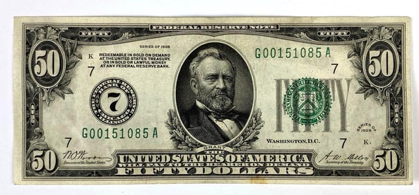 Series of 1928-K US $50 Federal Reserve Note