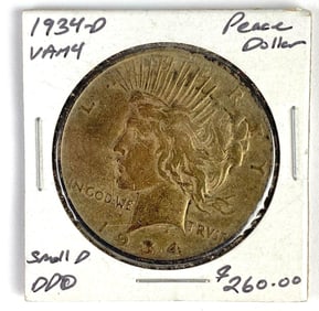 1934-D US $1 Peace Silver Dollar