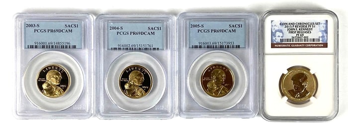 Group of 4 Graded $1 Coins