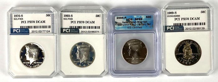 Group of 4 Graded Half Dollar Silver Coins