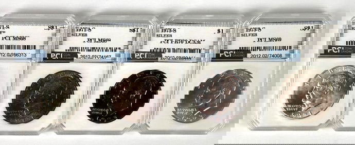 Group of 4 PCI Graded US Eisenhower Silver Dollars