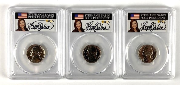 Group of 3 PCGS Signed Graded Jefferson Nickels