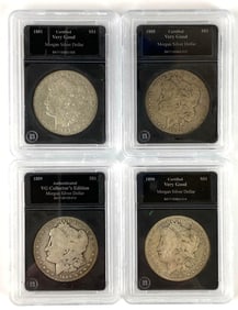 Group of 4 Slabbed Morgan Silver Dollars