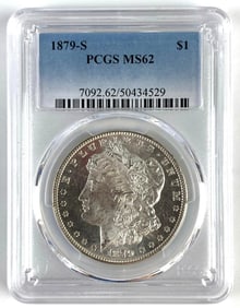 PCGS Graded 1879-S US $1 Morgan Silver Dollar MS62