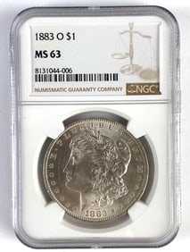NGC Graded 1883O US $1 Morgan Silver Dollar MS63