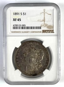 NGC Graded 1891-S US $1 Morgan Silver Dollar XF45