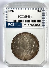 PCI Graded 1886 US $1 Morgan Silver Dollar MS66+